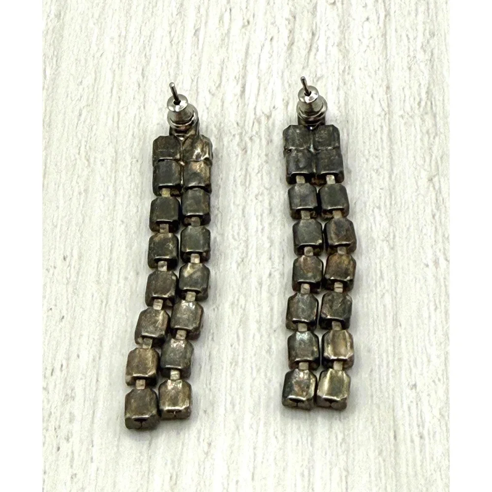 Vintage 1960s Rhinestone Dangle Earrings Double Strand MCM‎ Glam Drop Earrings